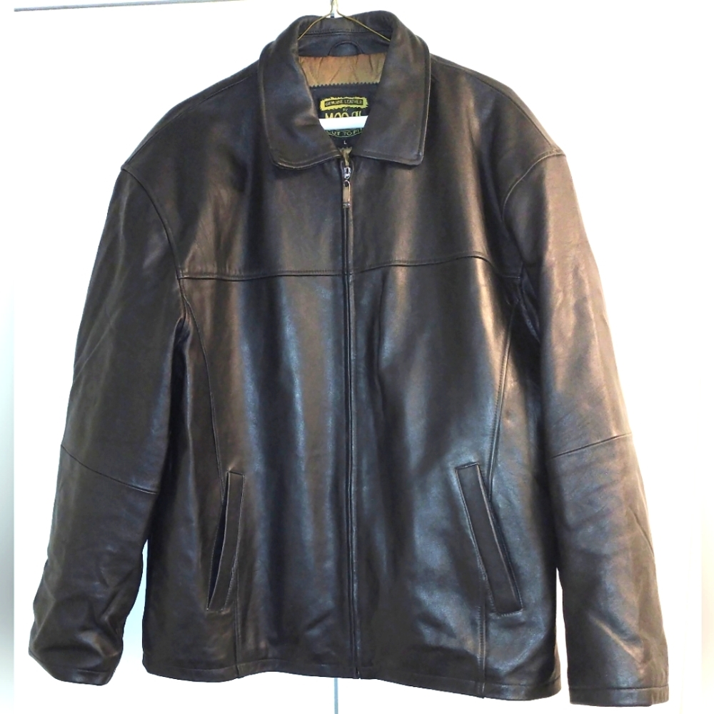 Vtg Modal 100% Blk Leather Jacket Men's, Large, 46" Chest, 46.5" Waist, 29.5"L